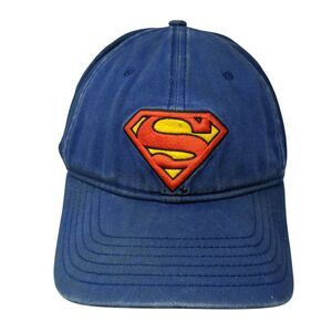 Superman Fitted Hat Blue One Size A-Flex Embroidered Vented Holes 6 Panel Anoma